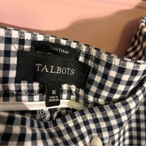 Talbots Gingham Chatham Ankle Pants Sz 16 Checkered Plaid Cropped Black White - Picture 6 of 8